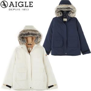 Aigle ダウン エーグル ダウンジャケット レディース 透湿防水 フーデット ファーダウン ジャケット アウター ネイビー アイボリー Zbf0 Zetzbf065j Zakka Green 通販 Yahoo ショッピング