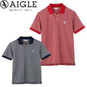 AIGLE エーグル ポロシャツ 半袖 メンズ おしゃれ ワンポイント DFT STRIPED PIQUE POLO M L XL ZPH006Jの商品画像