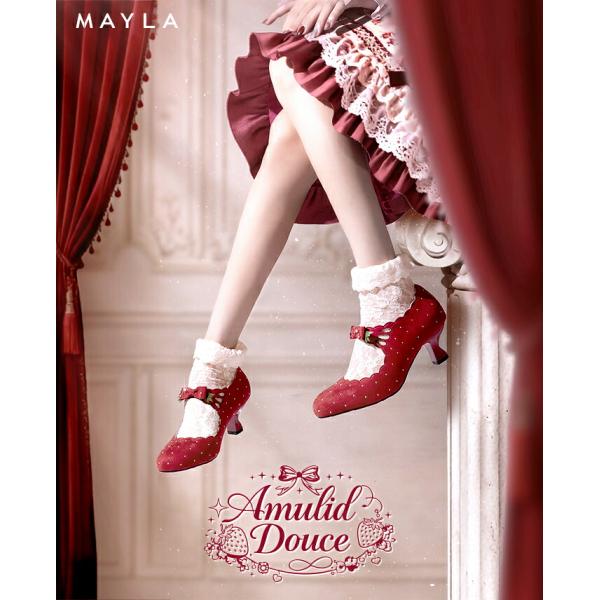 MAYLA マイラ 靴 パンプス 復刻デザイン アミュリッド・ドゥース ストロベリーレッド-スウェー...