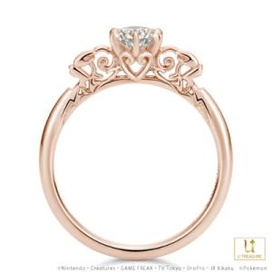 ポケモン ピカチュウ リング 指輪 スクロールシルエット ソリティアリング K18ピンクゴールド 婚約指輪 エンゲージリング ブライダル プレゼント
