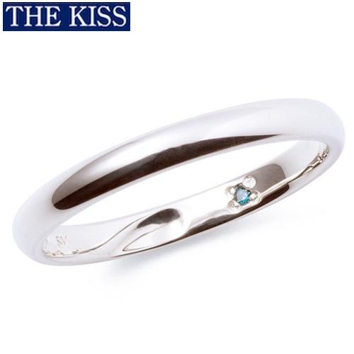 THE KISS リング 指輪 シルバー ペアリング レディース単品 シンプル ブルーダイヤモンド ...