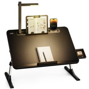SAIJI ベッドテーブル LEDライト付け 3段明るさ調整 ミニテーブル 収納可能 折りたたみテーブル「安定性強化版」机 ローテーブル ノ｜give-joy-store