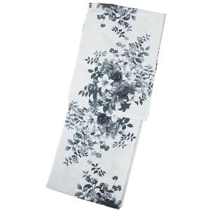 浴衣 レディース ゆかた 花柄 グレー 白 く...の詳細画像3