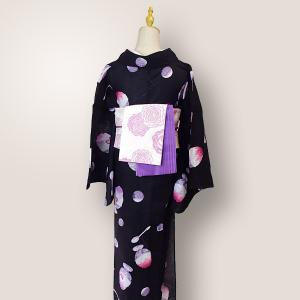 浴衣 単品 レディース ゆかた 黒 かき氷 モ...の詳細画像4