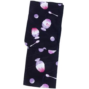 浴衣 単品 レディース ゆかた 黒 かき氷 モ...の詳細画像5