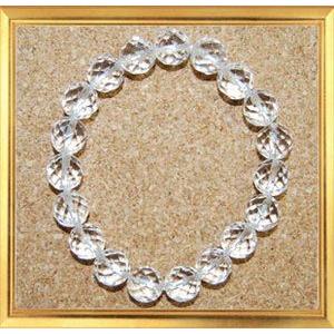 天然石 カット クリスタル 水晶 ブレスレット 10mm AAA 64面カット｜giyaman-jewellery