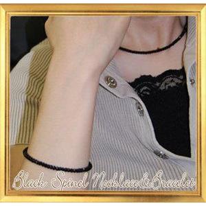 【4.5mm】ブラックスピネルミディアムネックレス＆ブレスレット ネックレス=長さ40cm=｜giyaman-jewellery