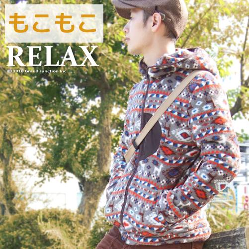 ボアパーカー ボアブルゾン メンズ ネイティブ柄 boa