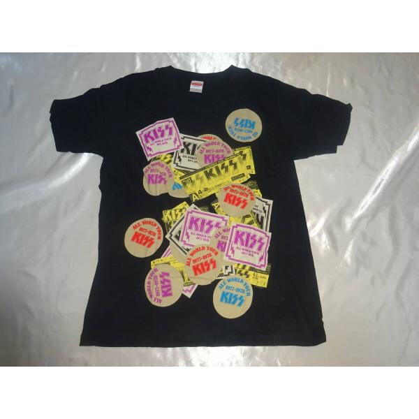 送料185円・H1004■ KISS Tシャツ Lサイズ ALL WOTLD TOUR 1977-7...