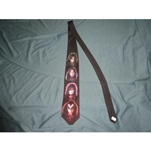 送料185円・H1215■ ラルフマーリン ネクタイ ロック KISS アメリカ製 ブラック 黒