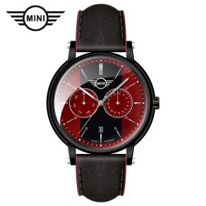 MINI Swiss Watches ミニ メンズ腕時計 160640 BLACK/RED スイス製クォーツ カレンダー機能 ミニクーパー レッド