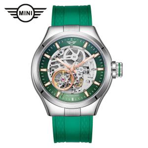 MINI AUTOMATIC WATCH ミニ オートマティックウォッチ 161802 グリーン 42mm メンズ腕時計 両面スケルトン 自動巻き シリコンラバー Dバックル ミニクーパー｜gl-branding