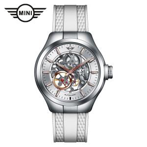 MINI AUTOMATIC WATCH 161808 ホワイト 42mm 機械式腕時計 両面スケルトン 自動巻き シリコンラバー Dバックル ミニ オートマティックウォッチ ミニクーパー｜gl-branding