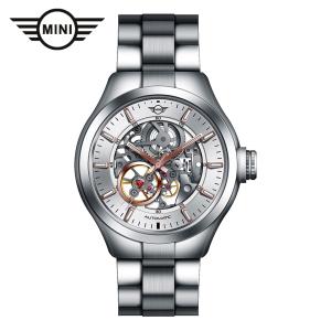 MINI AUTOMATIC WATCH 161808A シルバー/ホワイト 42mm 機械式腕時計 両面スケルトン SSブレスレット 自動巻き ミニ オートマティックウォッチ ミニクーパー｜gl-branding