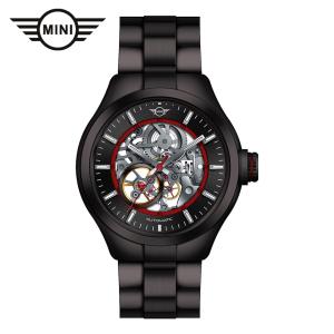 MINI AUTOMATIC WATCH 161809A ブラック/レッド 42mm メンズ腕時計 両面スケルトン SSブレスレット 自動巻き ミニ オートマティックウォッチ ミニクーパー｜gl-branding