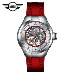 MINI AUTOMATIC WATCH 161810 レッド 42mm 機械式腕時計 両面スケルトン 自動巻き シリコンラバー Dバックル ミニ オートマティックウォッチ ミニクーパー｜gl-branding