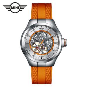 MINI AUTOMATIC WATCH 161811 オレンジ 42mm 機械式腕時計 両面スケルトン 自動巻き シリコンラバー Dバックル ミニ オートマティックウォッチ ミニクーパー｜gl-branding