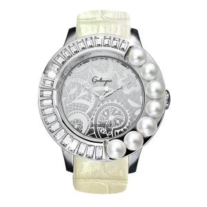 パールのキラキラウォッチ Galtiscopio (ガルティスコピオ) AMOUR PERLE　AP7　パールホワイト レザーベルト