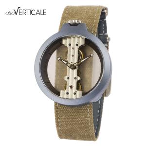 atto VERTICALE アット ヴェルティカーレ OR01 グレー/ベージュ スケルトン時計 手巻き 機械式腕時計 垂直輪列ムーヴメント アルミケース キャンバスベルト｜gl-branding