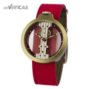 atto VERTICALE アット ヴェルティカーレ OR03 ゴールド/レッド スケルトン時計 手巻き 機械式腕時計 垂直輪列ムーヴメント アルミケース キャンバスベルト｜gl-branding