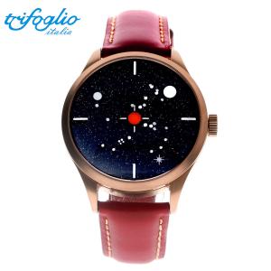 トリフォグリオ オリオン Trifoglio Italia ORION SPAX151RG 星座 ミステリーダイアル 回転文字盤 自動巻き イタリア時計 ローズゴールド レッドレザー｜gl-branding