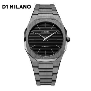 D1 MILANO ディーワンミラノ ULTRATHIN RESTYLING UTBJ15 ガンメタル メンズ腕時計 薄型ケース 黒文字盤 SSブレスレット 【正規品】｜gl-branding