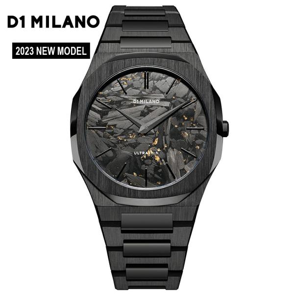 D1ミラノ ウルトラシン ブラックDLC UTBJ31 マットブラック メンズ腕時計 炭素 薄型ケー...