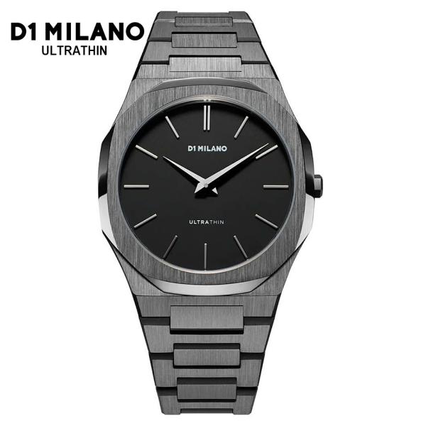 メンズ腕時計 ディーワンミラノ ウルトラシン リ ガン UTBJ41 薄型ケース 黒文字盤 SSブレ...