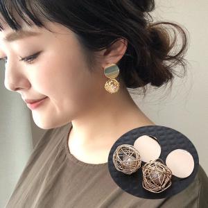 爆買 ピアス レディース/ワイヤー パール ピアス/真珠 メッシュ カジュアル お洒落  サークル 結婚式 パーティ 大人 ゴールド ゆれる