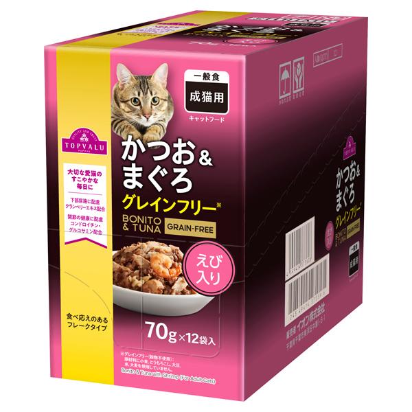 トップバリュ キャットフード パウチ かつお＆まぐろ 70g×12個入 フレーク / ペースト