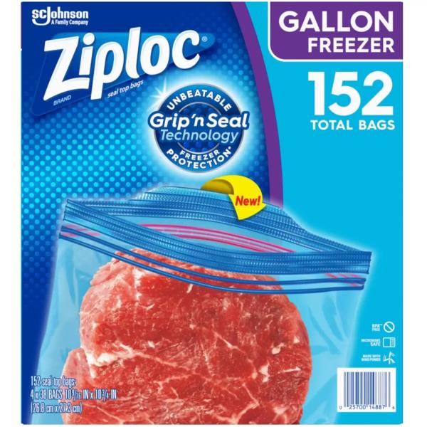 ジップロック フリーザーガロン 保存袋 152袋 Ziploc 日用品 生活雑貨 ケース 台所用品 ...