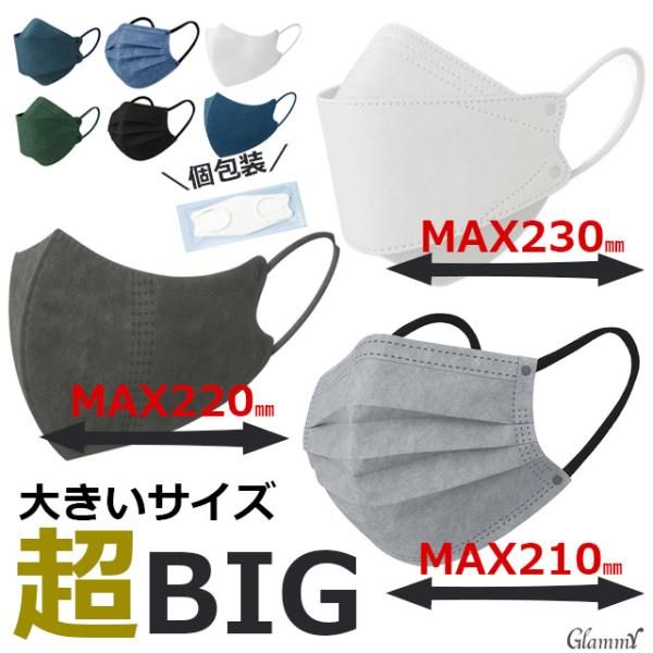 マスク 不織布 10枚 ダイヤモンド型 プリーツ 立体 3D KN95 大きいサイズ 大きめ ビッグ...