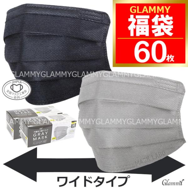 福袋 2026 マスク 不織布 60枚 大きいサイズ 大きめ マスクラボ プリーツタイプ MASK ...