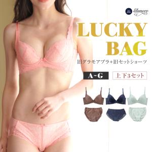 ブラショーツ上下3点セット ブラジャー 福袋 脇高ブラ 垂れ胸 補正下着 産後 卒乳 下着 / 簡単バストケア グラモアブラ LUCKY BAG サイズ交換返品不可