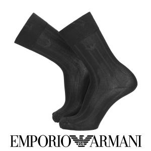 EMPORIO ARMANI エンポリオ アルマーニ ストライプ イーグルカット柄 クルー丈 ビジネス ソックス メンズ 靴下 男性 紳士 02312538の商品画像