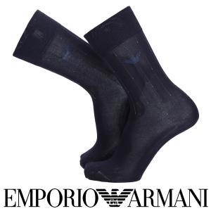 EMPORIO ARMANI エンポリオ アルマーニ イーグルストライプ柄 クルー丈 ビジネス ソックス 靴下 メンズ 男性 02318023 公式ショップ 正規ライセンス商品｜glanage