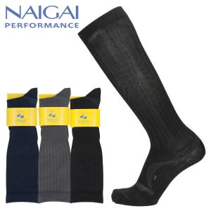 メンズ 靴下 着圧ソックス NAIGAI PERFORMANCE ナイガイ パフォーマンス アーチフィットサポート ストライプ 男性 着圧 足首27hPa ふくらはぎ20hPa 02332902