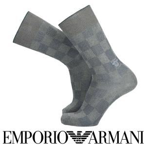 靴下 メンズ ブランド EMPORIO ARMANI エンポリオ アルマーニ ブロックリンクス ベアヘッド刺繍 クルー丈 カジュアル ソックス  02342375