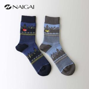 NAIGAI STYLE ナイガイ スタイル 日本製 オーガニックコットン混 ホビーソックス 車 クルー丈 メンズ カジュアル ソックス 靴下 男性 メンズ  02352504