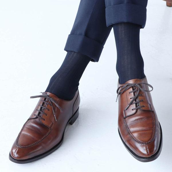 高級 メンズ ビジネス 靴下 SUPERIOR スーペリオール 海島綿リブ ハイソックス ロングホー...