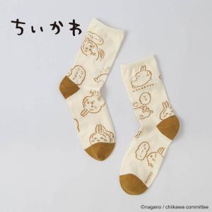 ちいかわ クルー丈 ソックス うさぎ総柄 靴下 レディース キャラクター キャラソックス 最短翌日発送 03197029