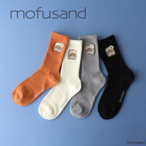 mofusand モフサンド パンにゃん アメリブ刺繍 クルー丈 ソックス 靴下 レディース キャラクター 03197500｜glanage