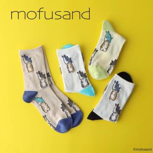 mofusand モフサンド サメにゃん総柄 クルー丈 ソックス 靴下 レディース キャラクター 03197501｜glanage