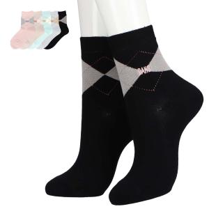 DAKS ダックス 日本製 履き口ソフト レーヨンシルク混 DAKS刺繍 アーガイル クルー丈 レディース ソックス 靴下 女性 03367010の商品画像