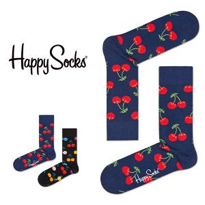 Happy Socks ハッピーソックス CHERRY （ チェリー ） クルー丈 ソックス 靴下 紳士 メンズ ＆ レディス プレゼント 贈答 ギフト 10201009 ギフト｜glanage