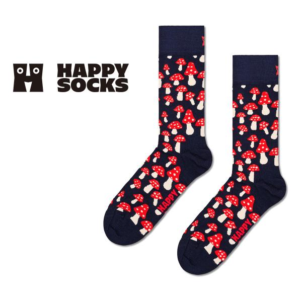 Happy Socks ハッピーソックス Mushroom マッシュルーム  クルー丈 ソックス 靴...