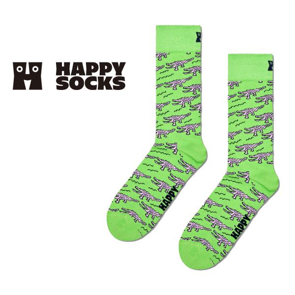 Happy Socks ハッピーソックス Crocodile クロコダイル ワニ クルー丈 ソックス...