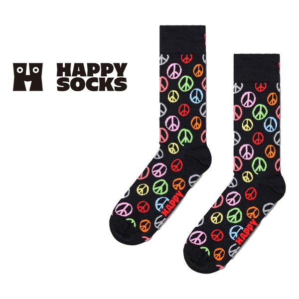 Happy Socks ハッピーソックス Peace ピース クルー丈 ソックス 靴下 メンズ レデ...