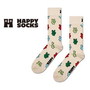 Happy Socks ハッピーソックス Victory Sign ヴィクトリーサイン クルー丈 ソックス 靴下 メンズ レディース 10240071｜glanage