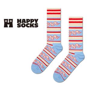 Happy Socks ハッピーソックス Flaming Stripe Sneaker フレーミングストライプ クルー丈 ソックス 靴下 メンズ レディース スポーツ 10240108｜glanage